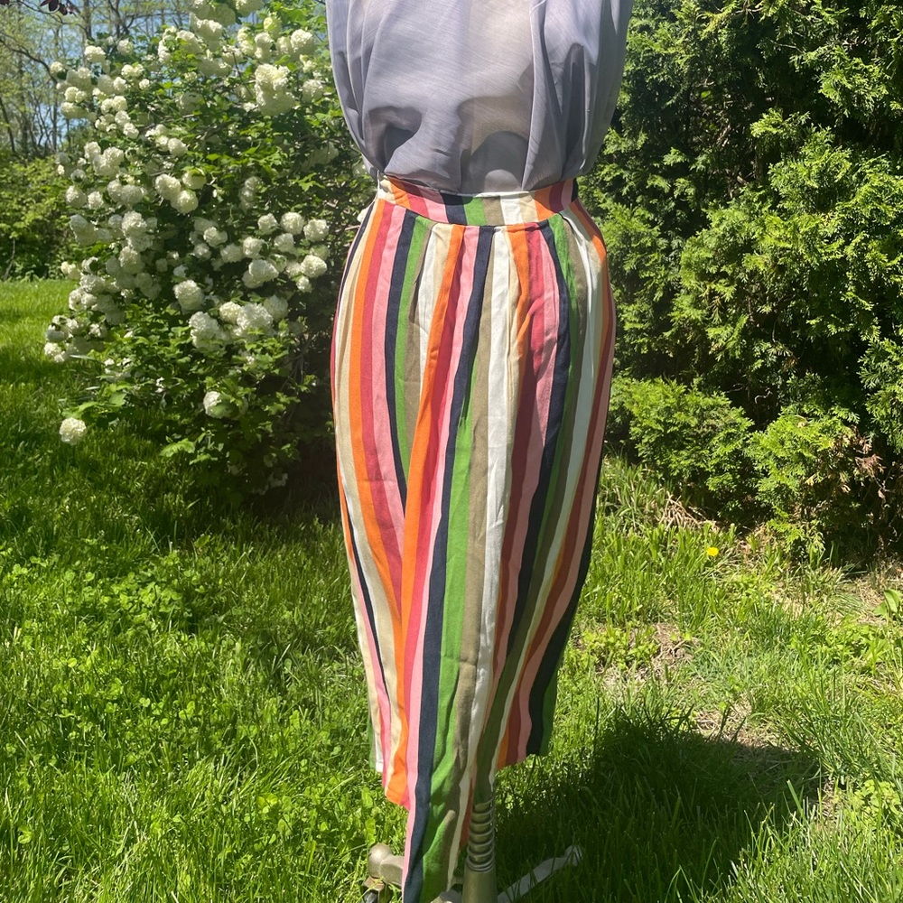 Handmade Colorful Striped Midi Skirt